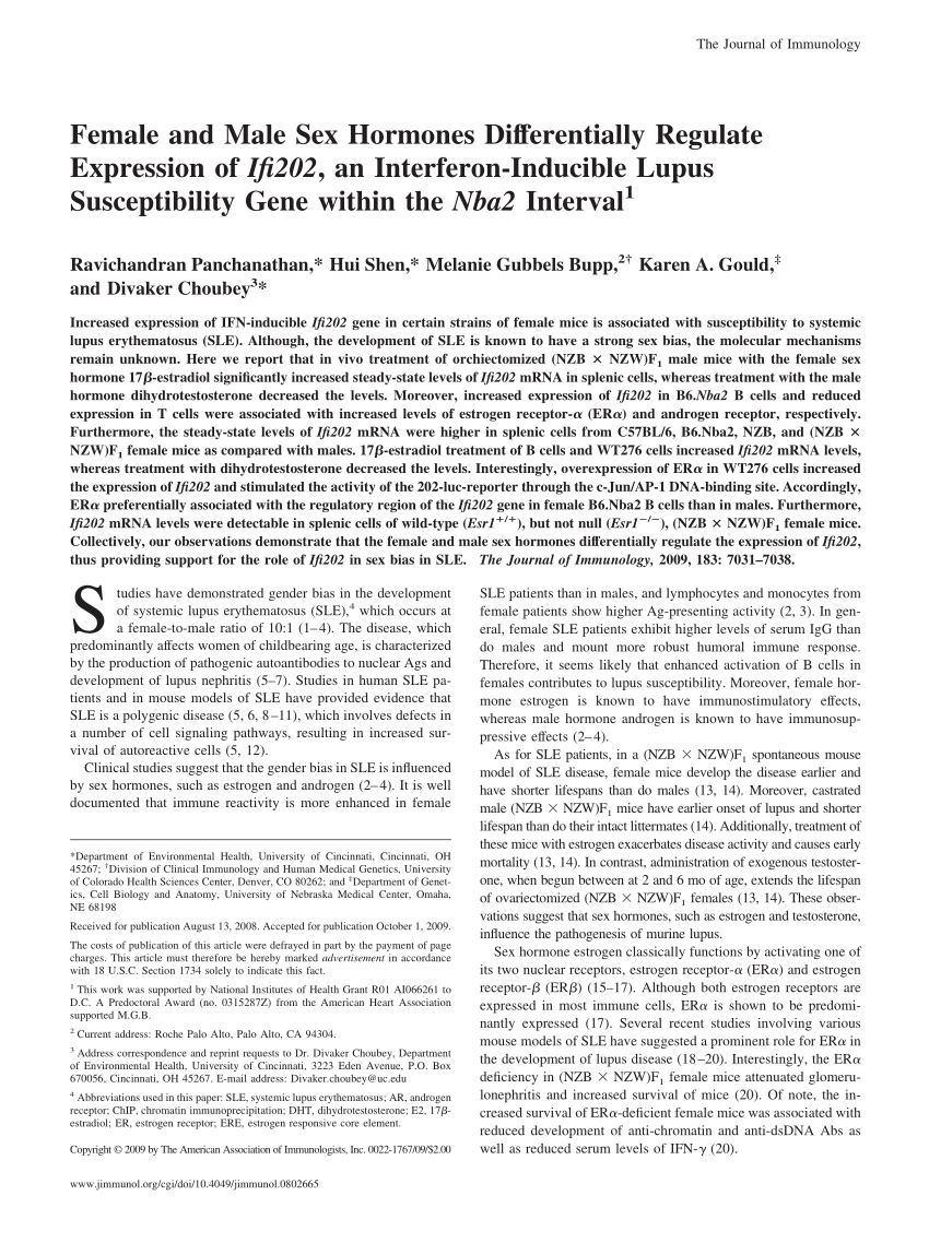 Pdf Female And Male Sex Hormones Differentially Regulate Expression