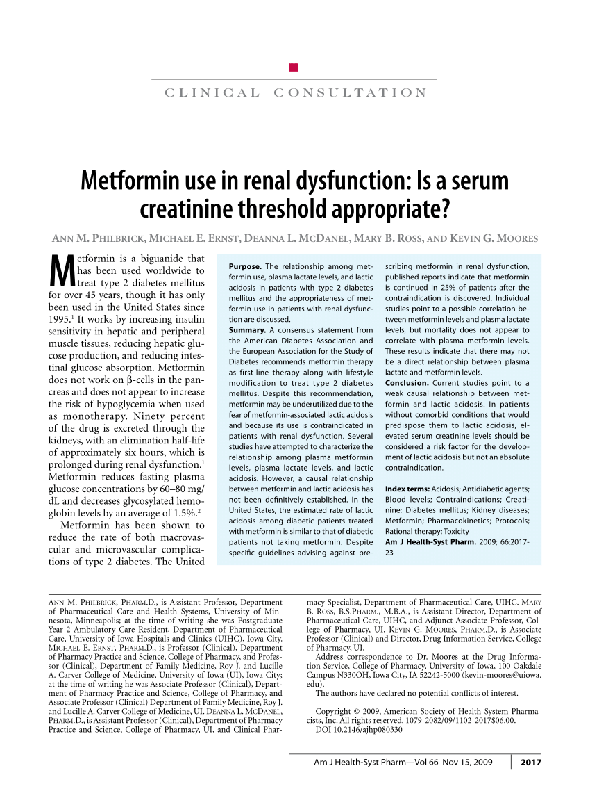 does metformin influence creatinine levels