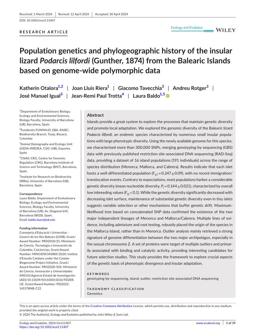 PDF Population genetics and phylogeographic history of the  