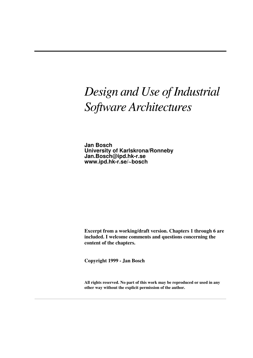 Pdf Design And Use Of Software Architectures