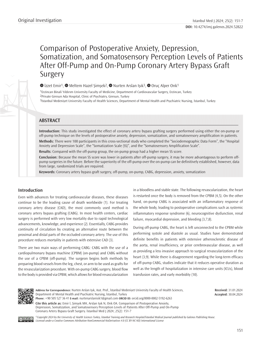 PDF Comparison of Postoperative Anxiety Depression Somatization  