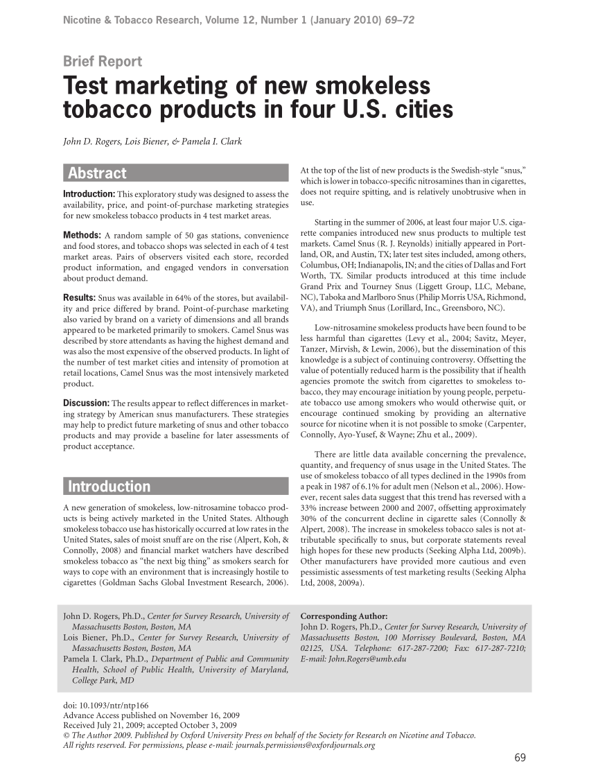 tobacco products research articles