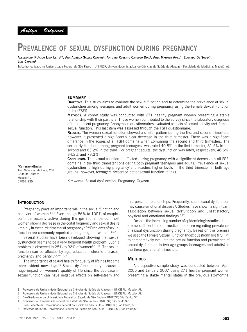 PDF Prevalence of sexual function during pregnancy