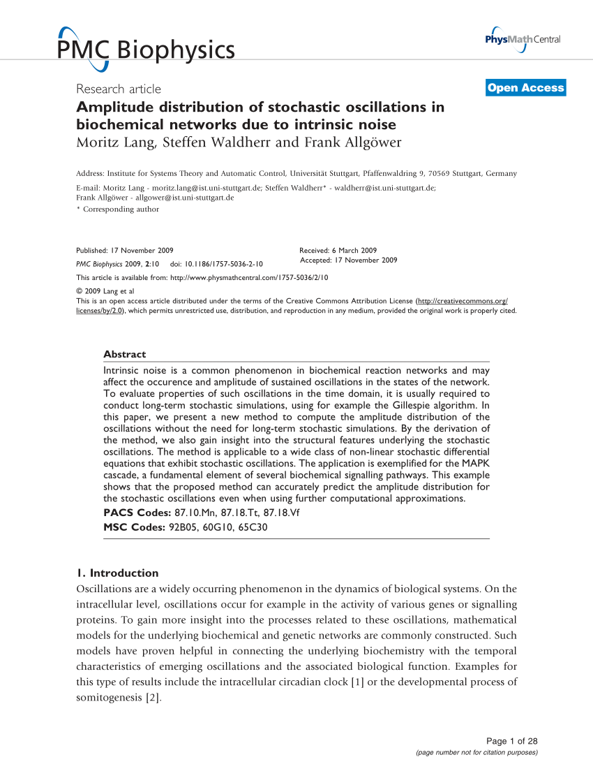 PDF) Amplitude distribution of stochastic oscillations in 