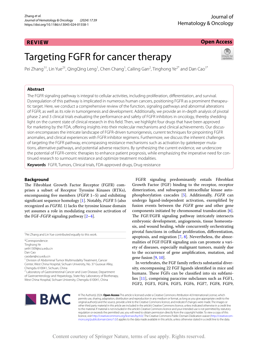 PDF) Targeting FGFR for cancer therapy