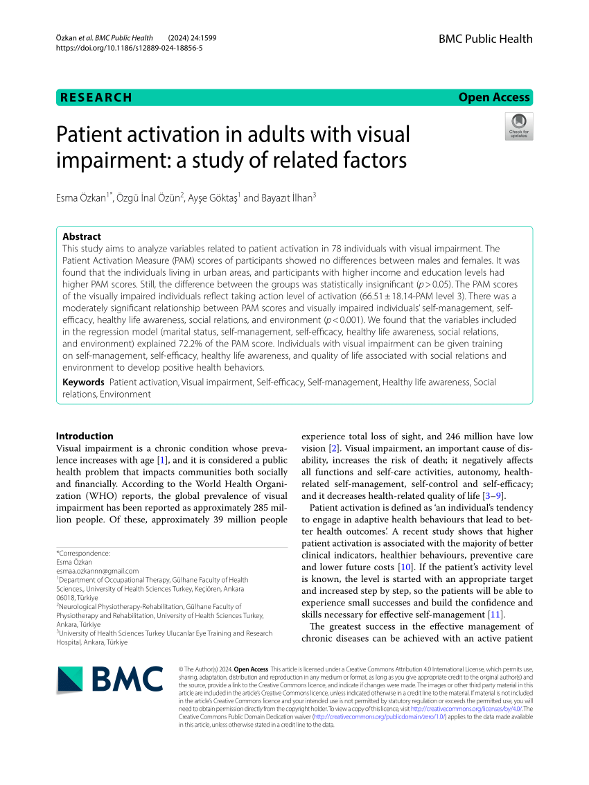 PDF Patient activation in adults with visual impairment a study  