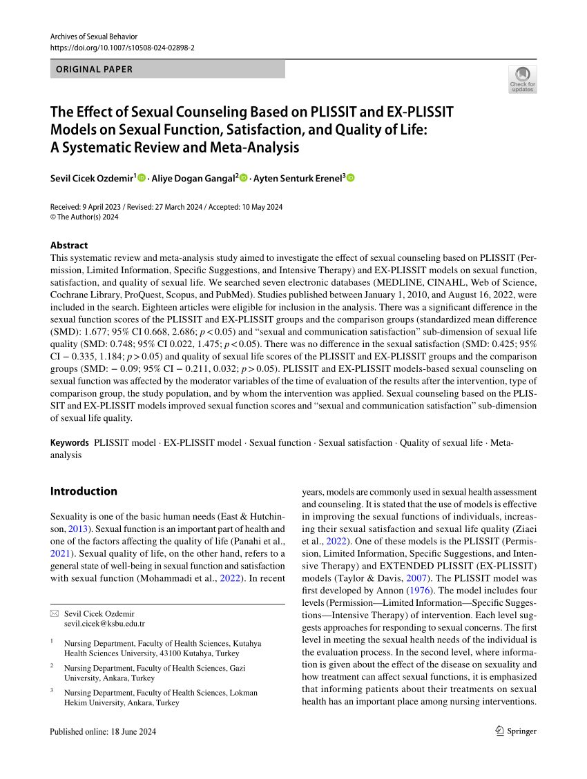 PDF The Effect of Sexual Counseling Based on PLISSIT and EX  