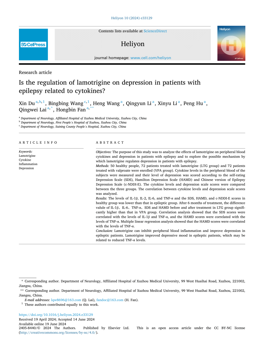 PDF Is the regulation of lamotrigine on depression in patients  