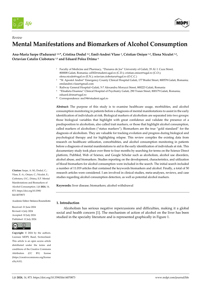 PDF Mental Manifestations and Biomarkers of Alcohol Consumption 