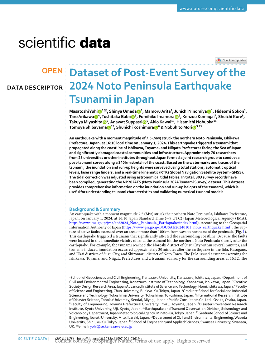 (PDF) Dataset of PostEvent Survey of the 2024 Noto Peninsula