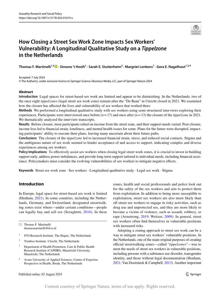 How Closing a Street Sex Work Zone Impacts Sex Workers  