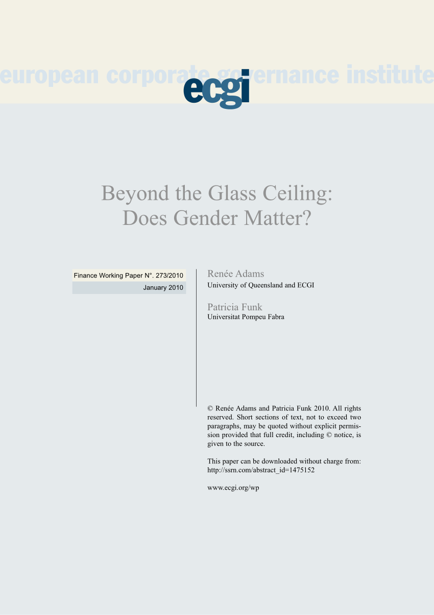 Pdf Beyond The Glass Ceiling Does Gender Matter