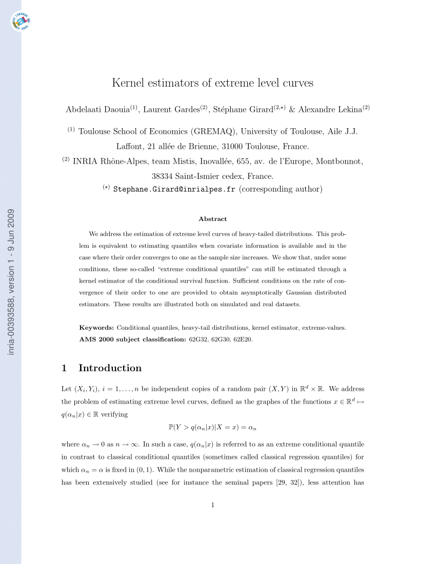 Pdf Kernel Estimators Of Extreme Level Curves