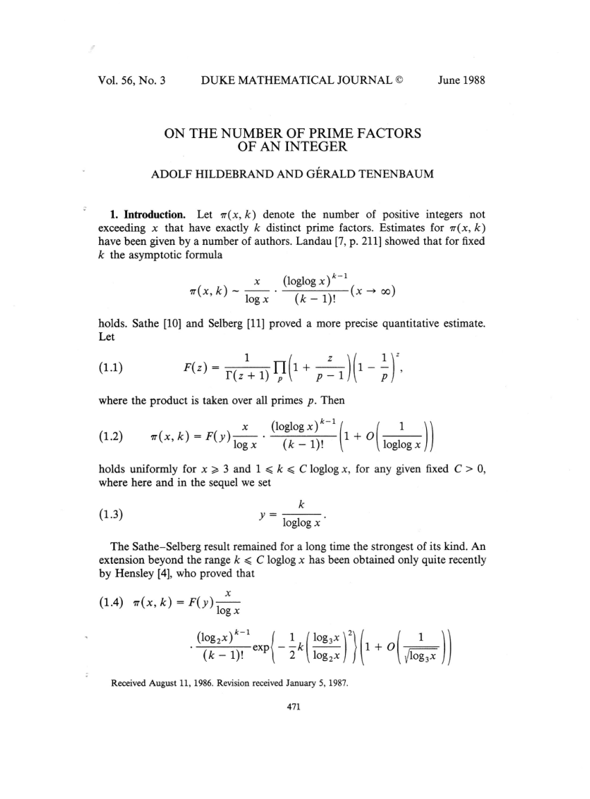 Pdf On The Number Of Prime Factors Of An Integer