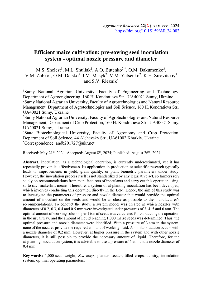 PDF Efficient maize cultivation pre sowing seed inoculation  