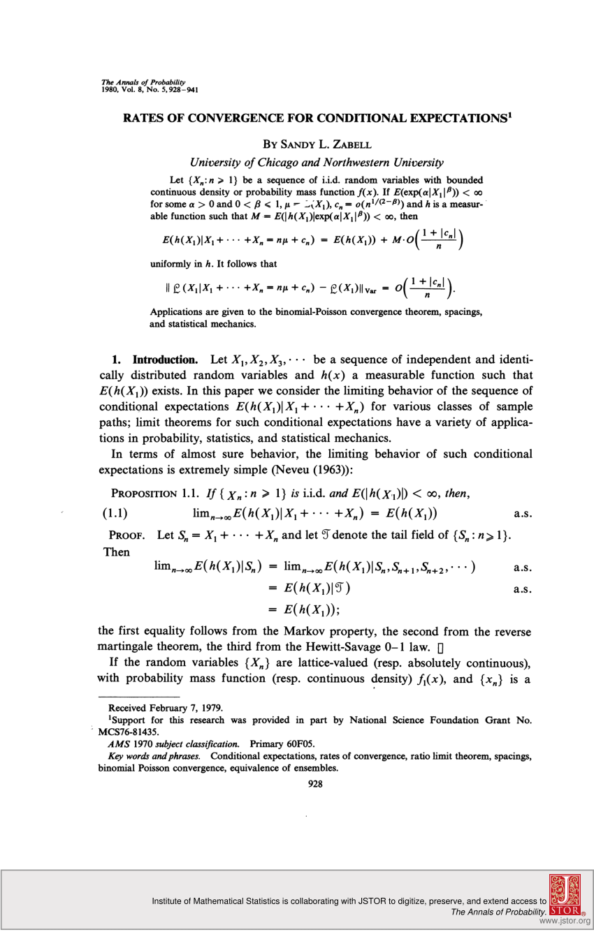 Pdf Rates Of Convergence For Conditional Expectations