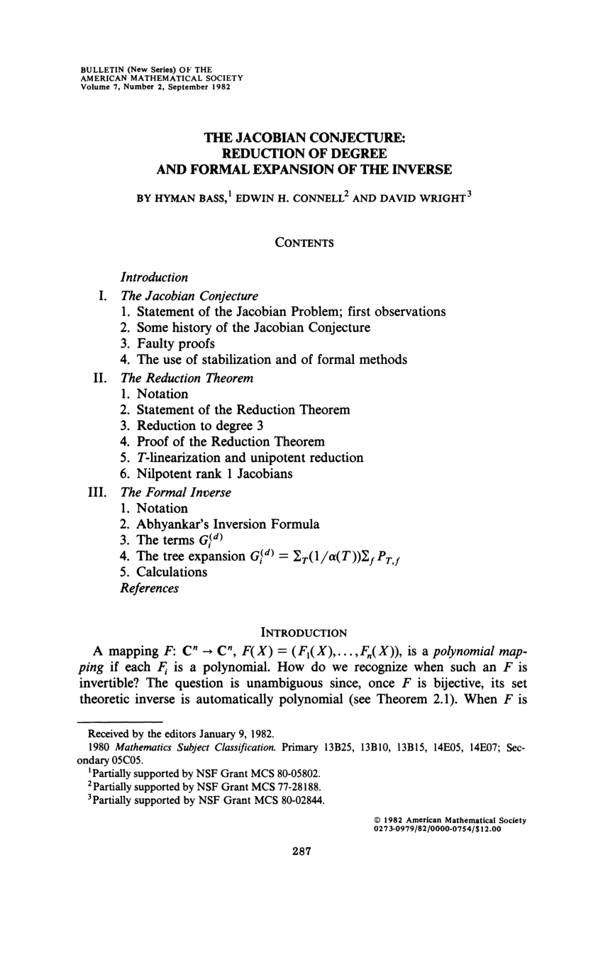 Pdf The Jacobian Conjecture Reduction Of Degree And Formal Expansion Of The Inverse