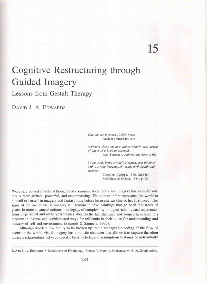 Pdf Cognitive Restructuring Through Guided Imagery Lessons From Gestalt Therapy