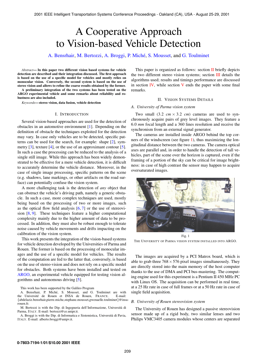 PDF A cooperative approach to vision based vehicle detection