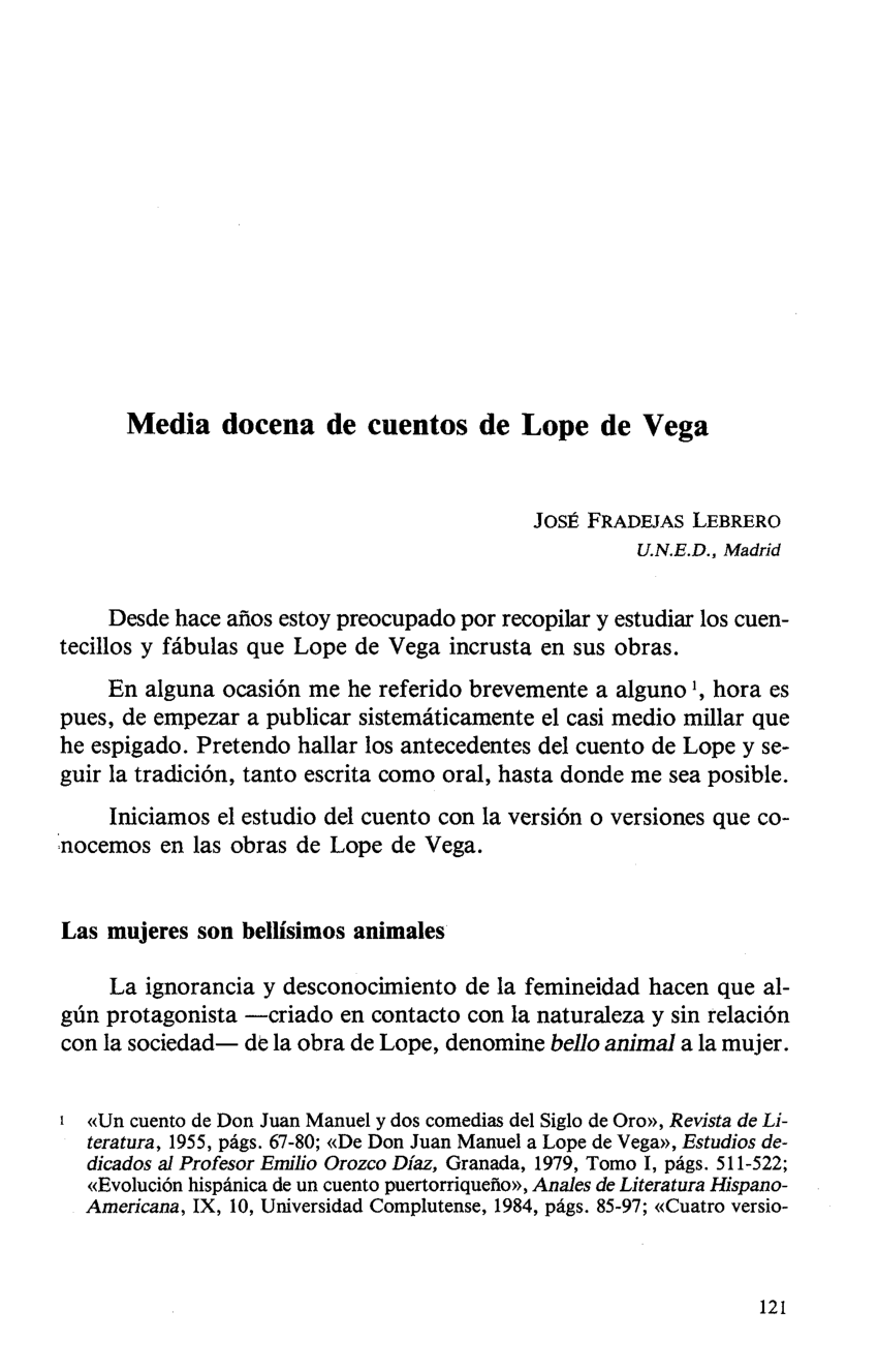 PDF) Media docena de cuentos de Lope de Vega