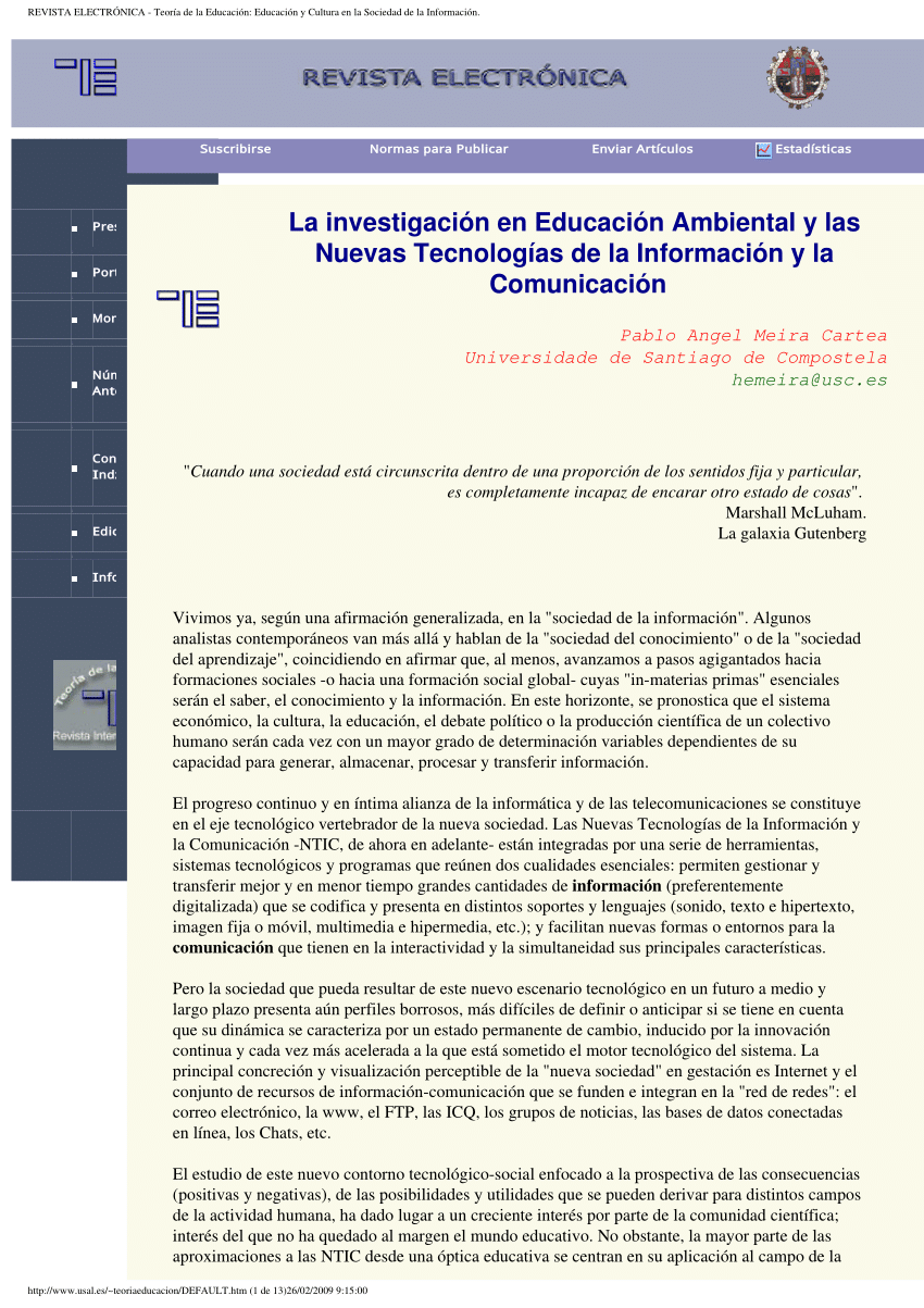 PDF) La investigacin en Educacin Ambiental y las Nuevas ...
