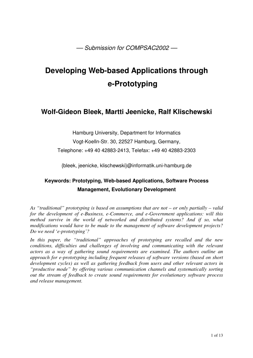 Pdf Developing Web Based Applications Through E Prototyping