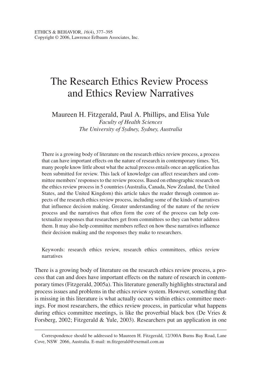 ethics in a literature review