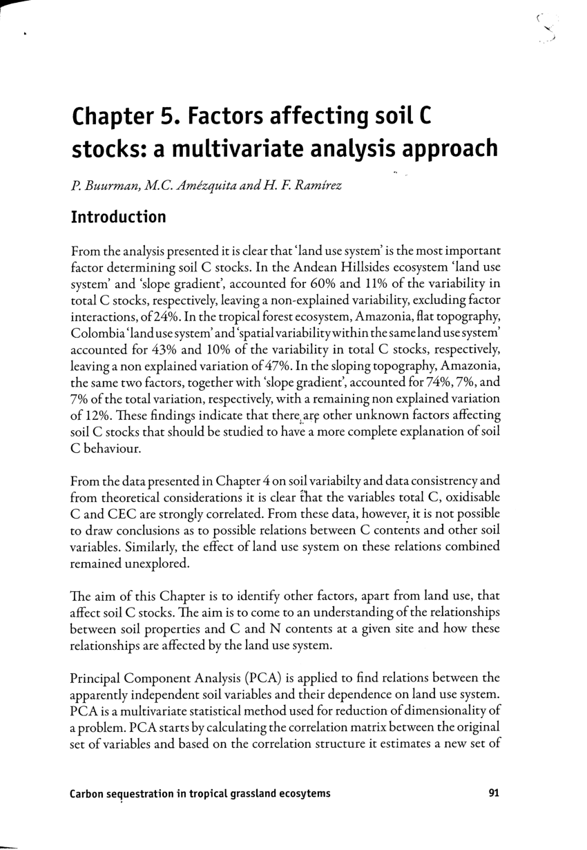 Pdf Factors Affecting Soil C Stocks A Multivariate Analysis Approach
