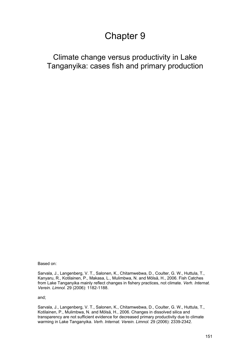 Pdf Fish Catches From Lake Tanganyika Mainly Reflect Changes In Fishery Practices Not Climate
