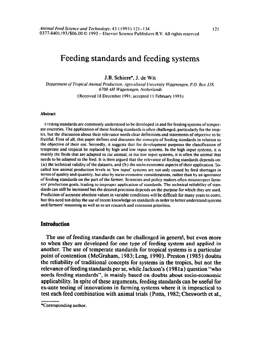 PDF) Feeding standards and feeding systems