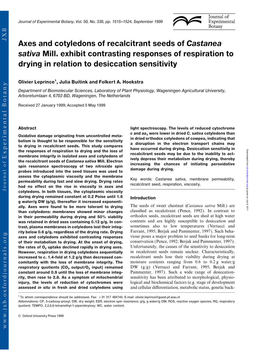 (PDF) Axes and cotyledons of recalcitrant seeds of ...