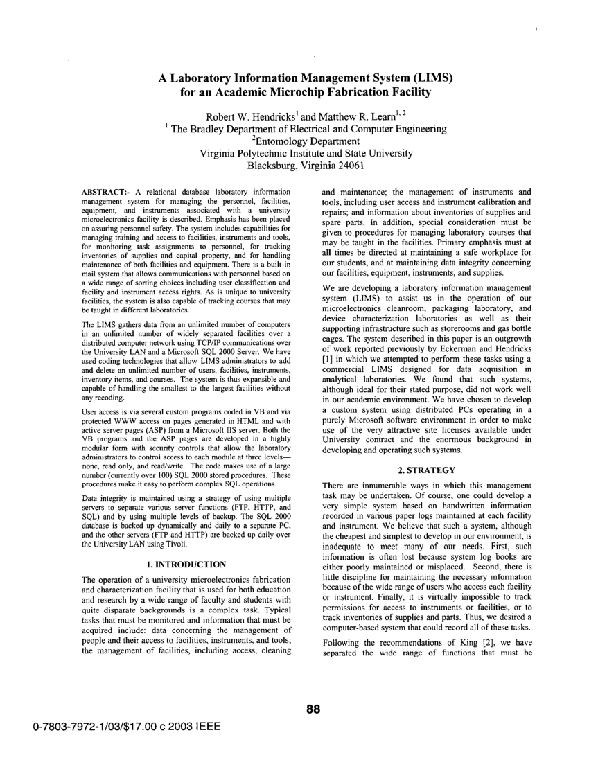 laboratory information management system essay