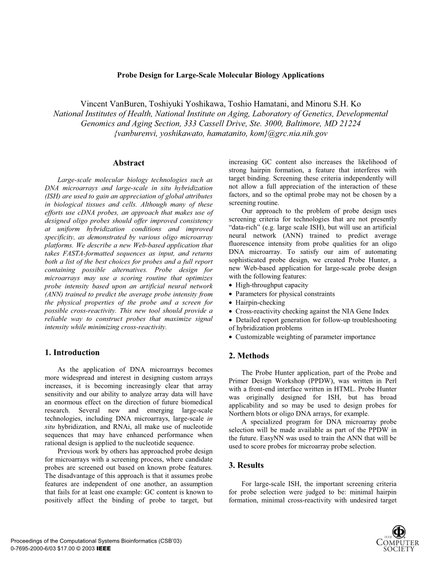 (PDF) Probe design for largescale molecular biology applications