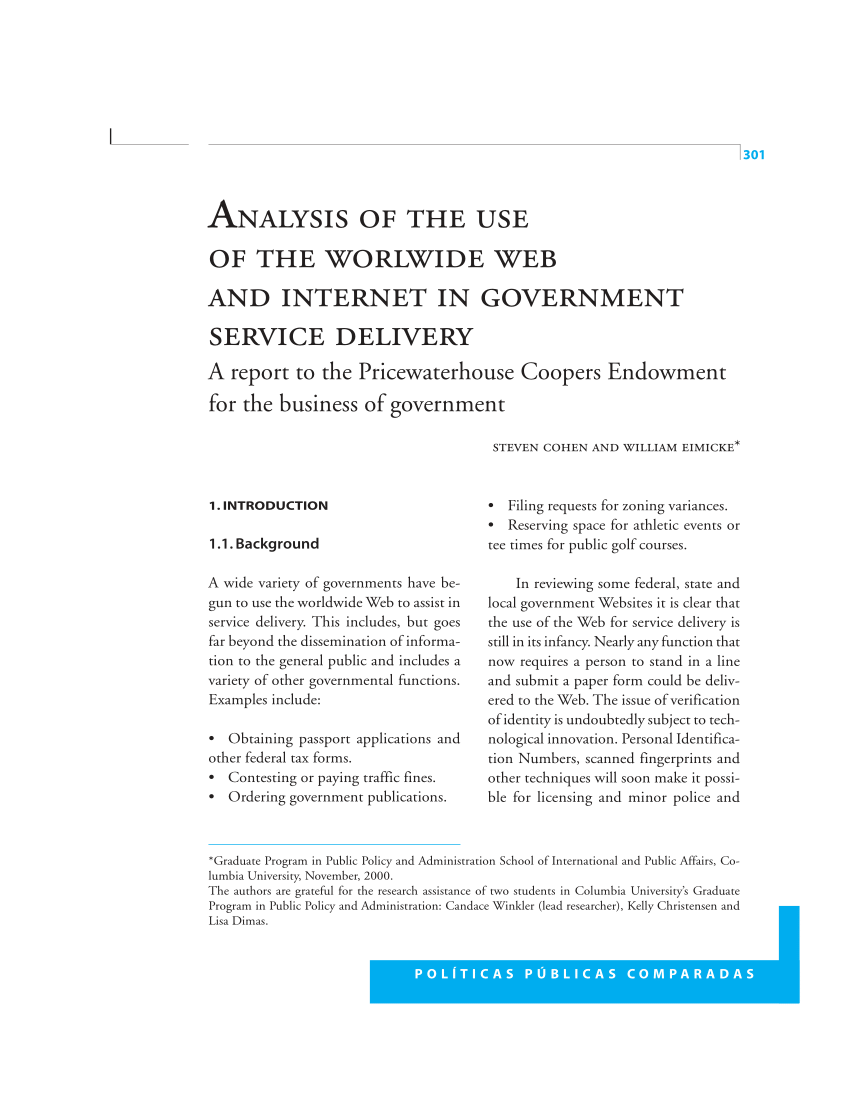 PDF) Analysis of the Use of the Worldwide Web and Internet in ...