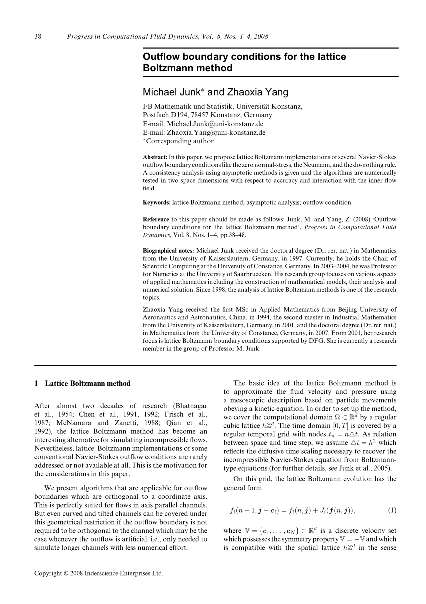 Pdf Outflow Boundary Conditions For The Lattice Boltzmann - 