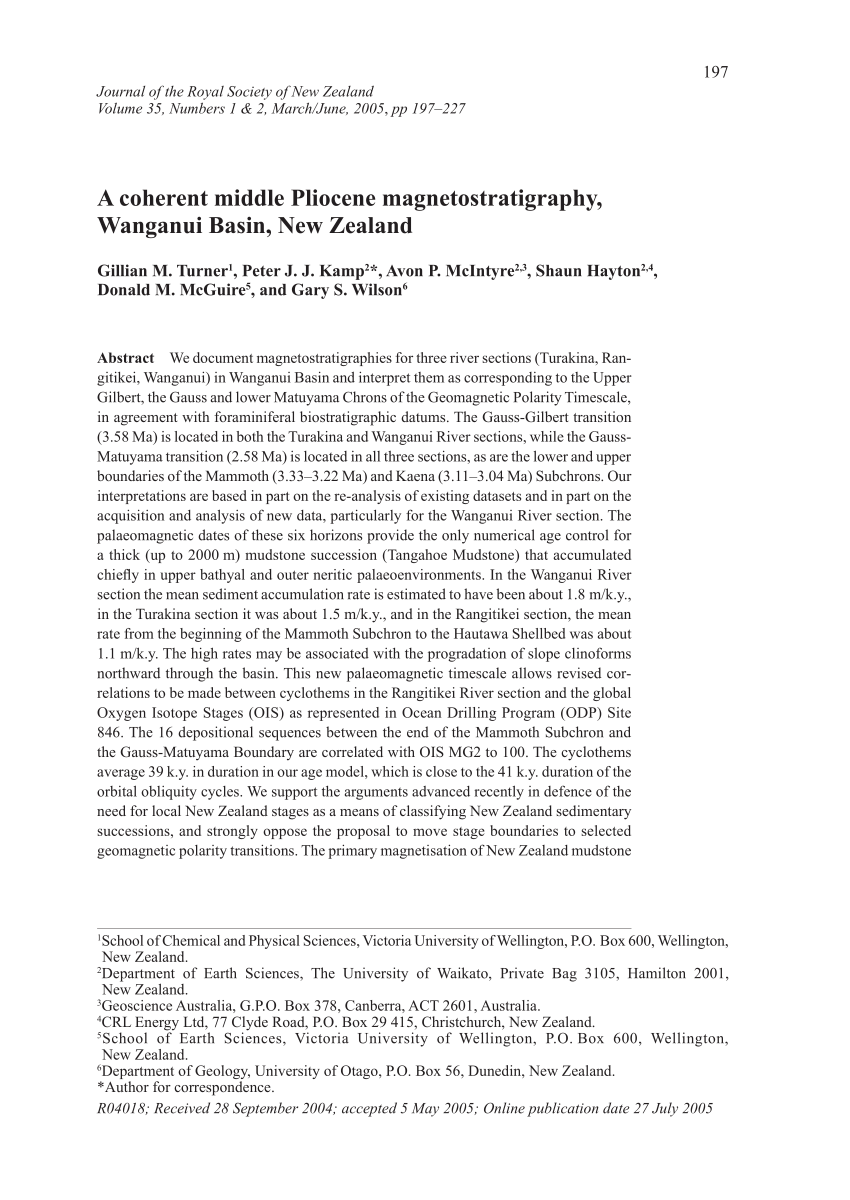 PDF) A coherent middle Pliocene magnetostratigraphy, Wanganui ...