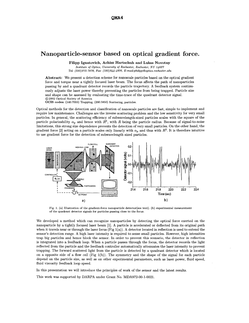 (PDF) Nanoparticlesensor based on optical gradient force