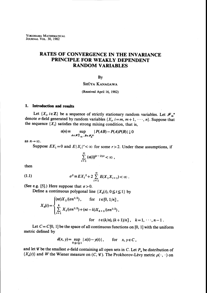 Pdf Rates Of Convergence In The Erdos Kac Type Invariance Principle For Weakly Dependent Random Variables