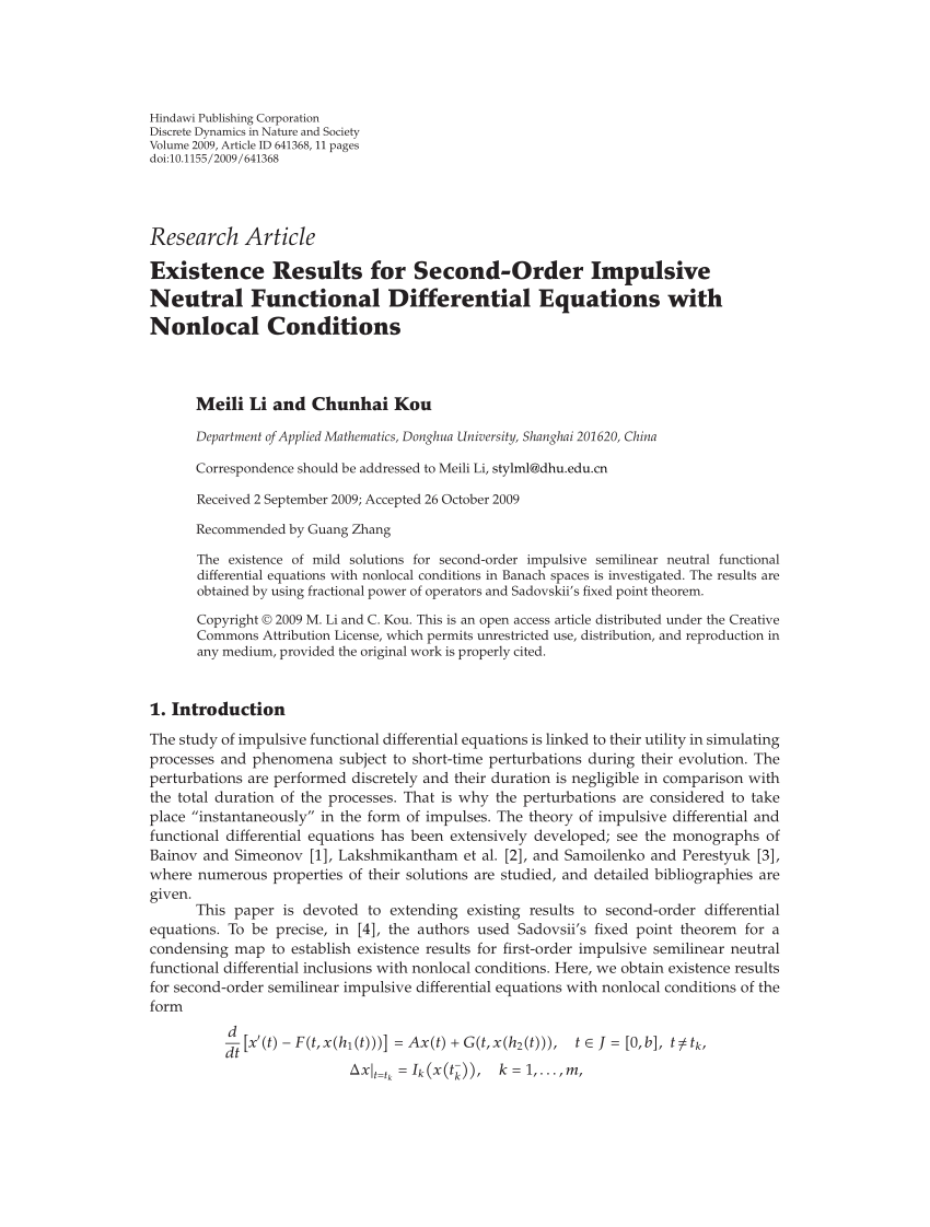 Pdf Existence Results For Second Order Impulsive Neutral Functional Differential Equations With Nonlocal Conditions