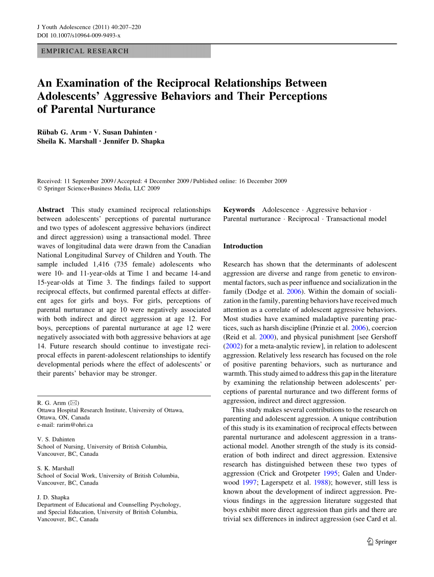 PDF An Examination of the Reciprocal Relationships Between  