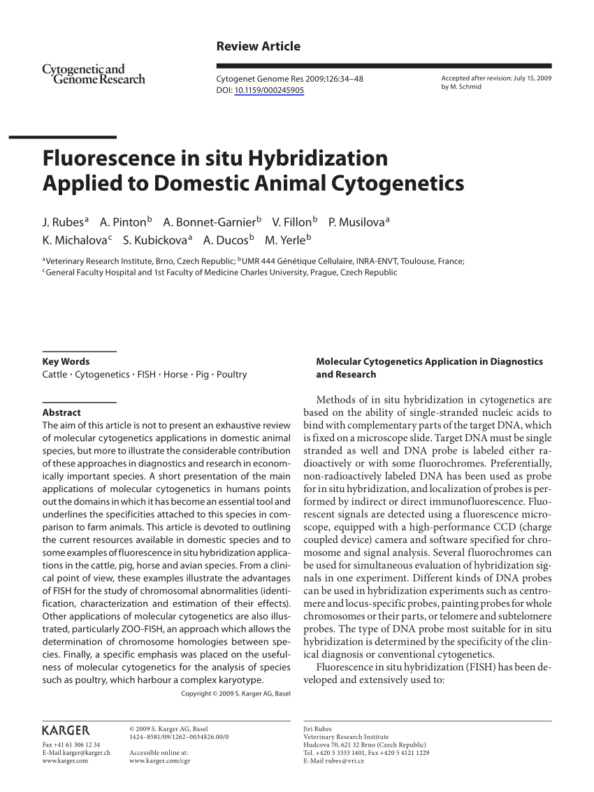 Pdf Fluorescence In Situ Hybridization Applied To Domestic Animal Cytogenetics