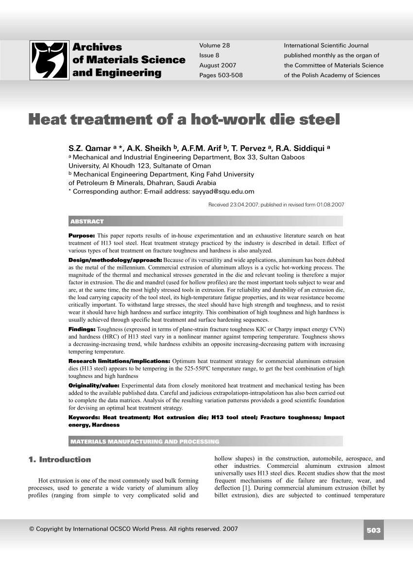 Tool Steel Heat Treat Chart