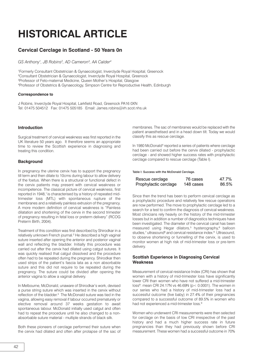 Laparoscopic Transabdominal Cerclage » Cervical Cerclage — A/Prof Alex Ades