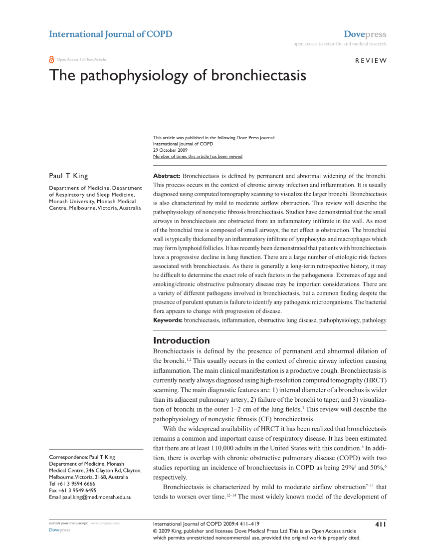 PDF The pathophysiology of bronchiectasis