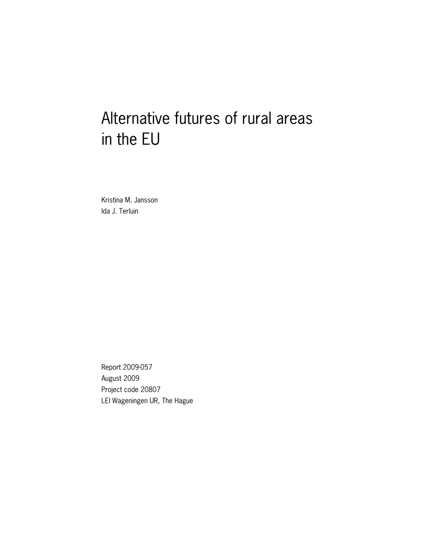 Pdf Alternative Futures Of Rural Areas In The Eu