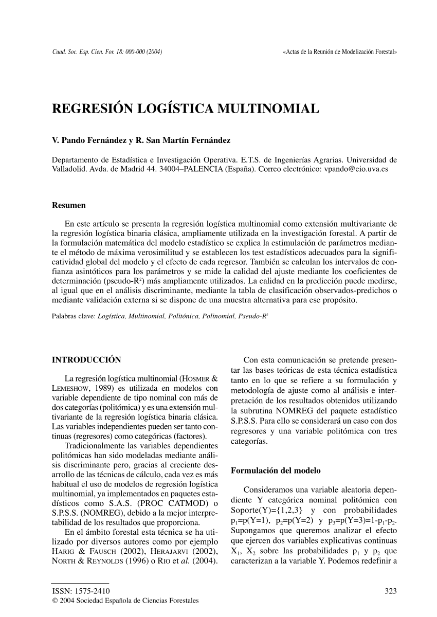 PDF) Regresión logística multinomial