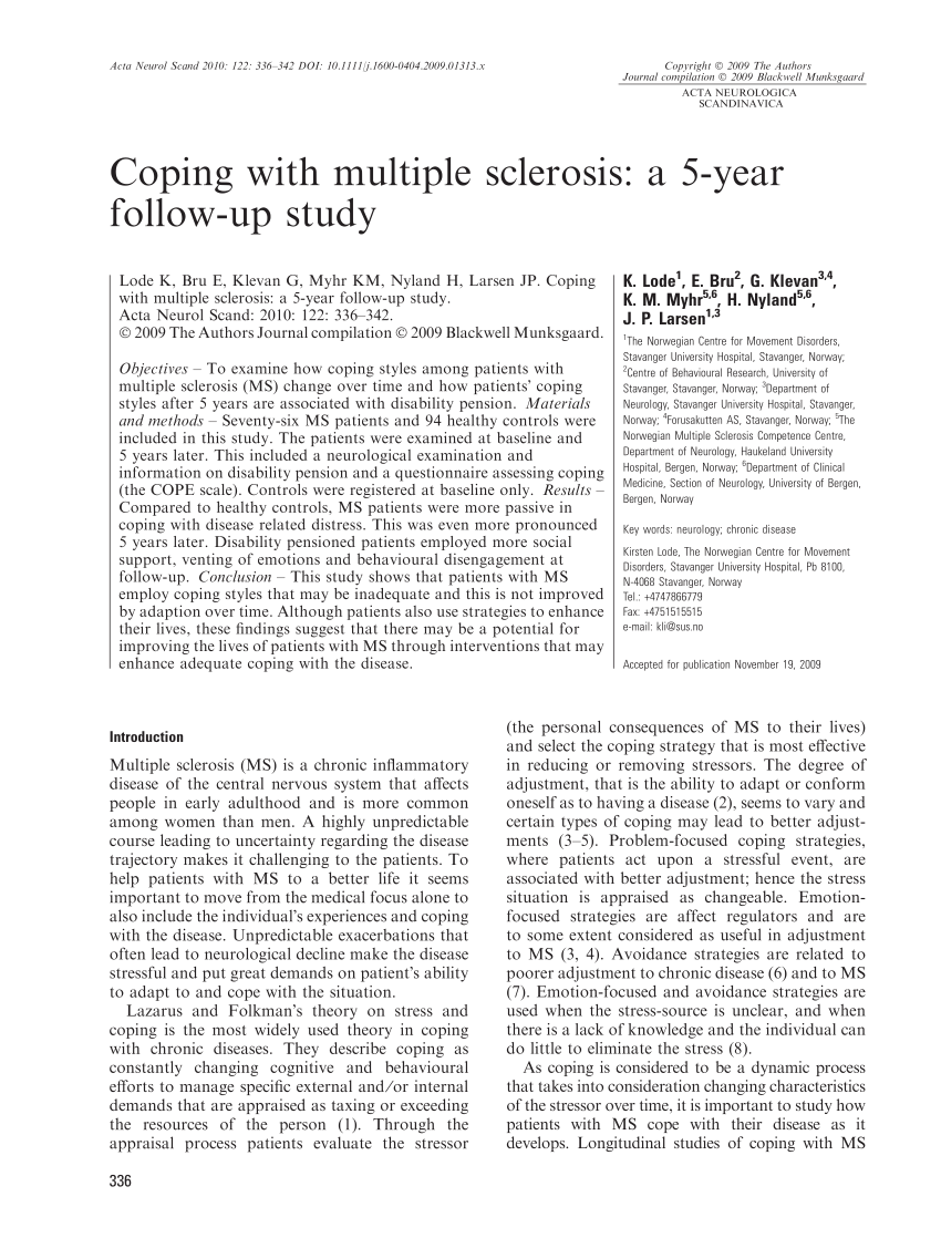 PDF) Coping with multiple sclerosis: A 5-year follow-up study