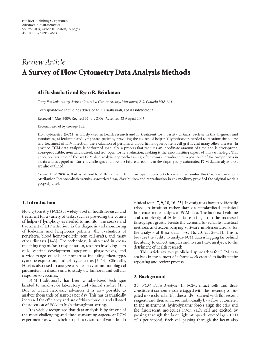 PDF) A Survey of Flow Cytometry Data Analysis Methods