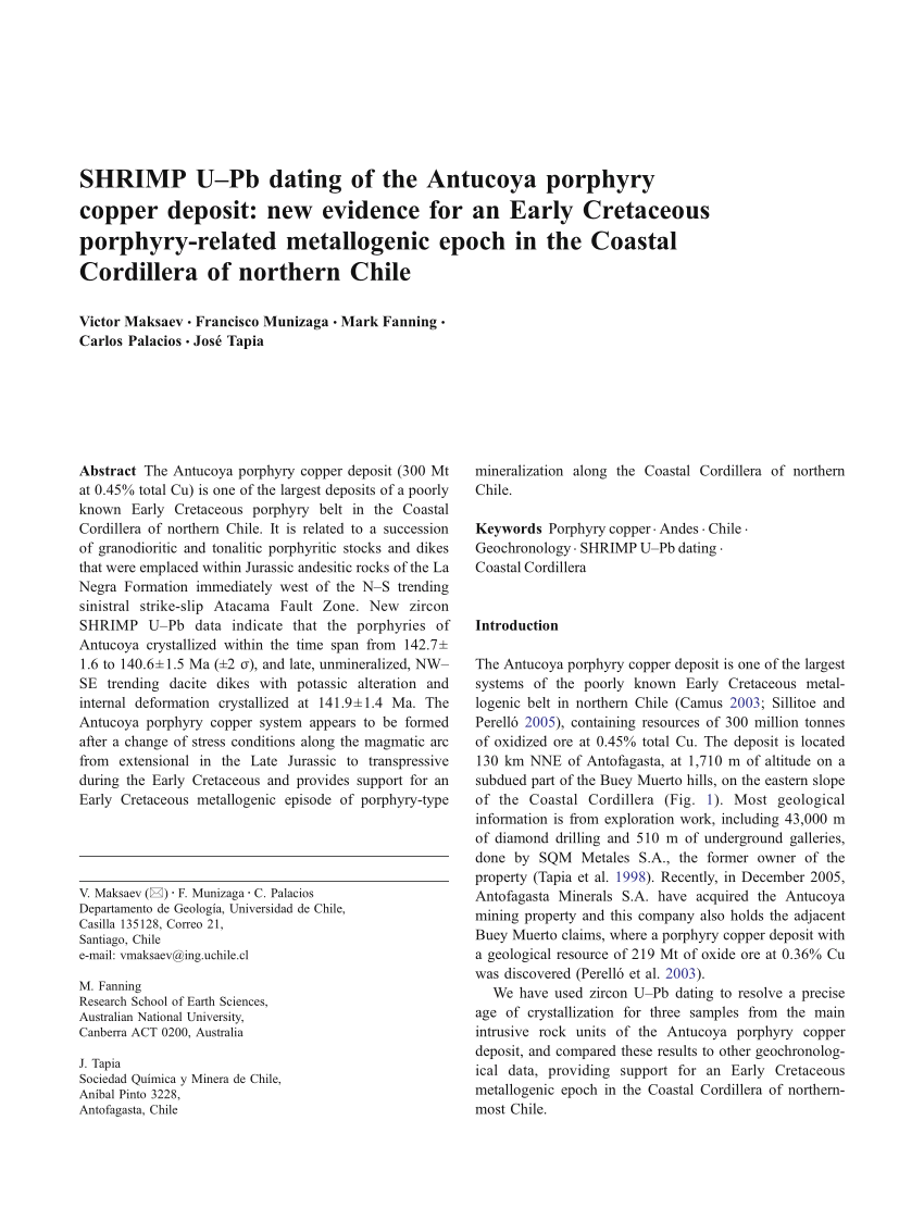 PDF) SHRIMP U-Pb dating of the Antucoya porphyry copper deposit ...