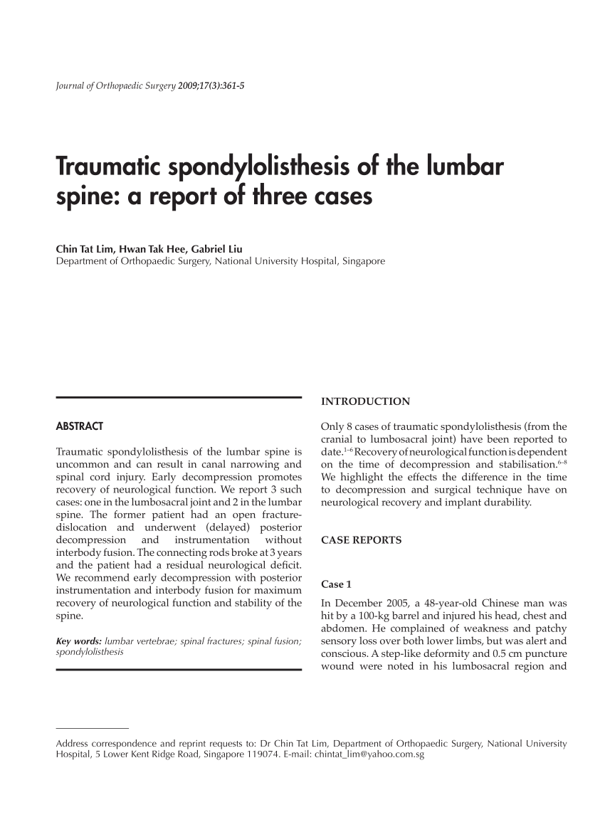 lumbar spondylosis thesis